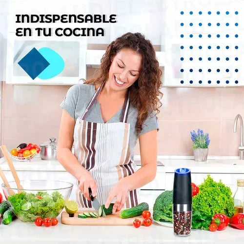 Molinillo Eléctrico Automático de Sal y Pimienta con Luz Led