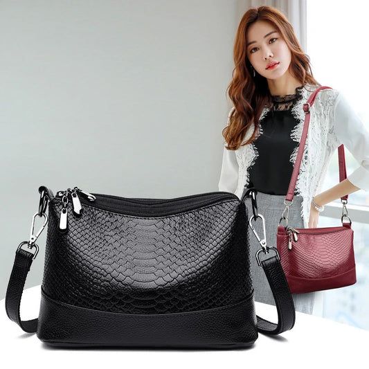 Bolso de Hombro de Cuero Chloe™ con Patrón de Cocodrilo para Mujeres con Estilo