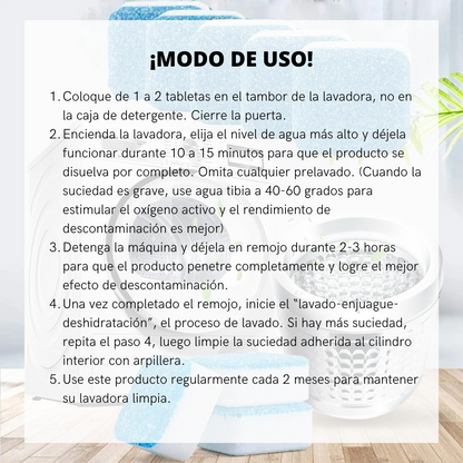 Pastillas de Limpieza Profunda para Lavadoras (Pack de 8)