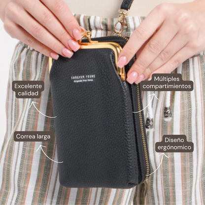 CardWallet© -  Morral con Monedero - 2 compartimientos Porta Celular