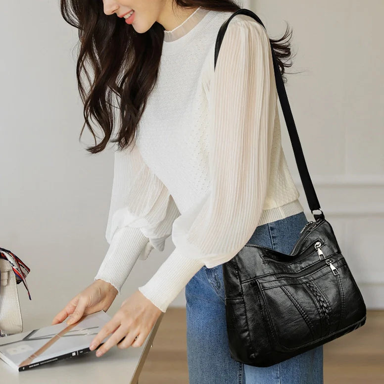 Bolso de Hombro de Cuero Amara™ con Diseño Trenzado para Mujeres Sofisticadas