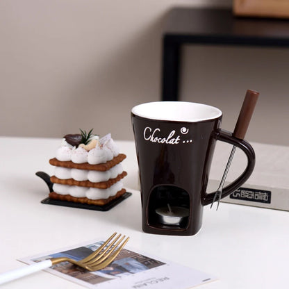 FondueMug™ - Taza de Cerámica para Fondue de Chocolate incluye Velas