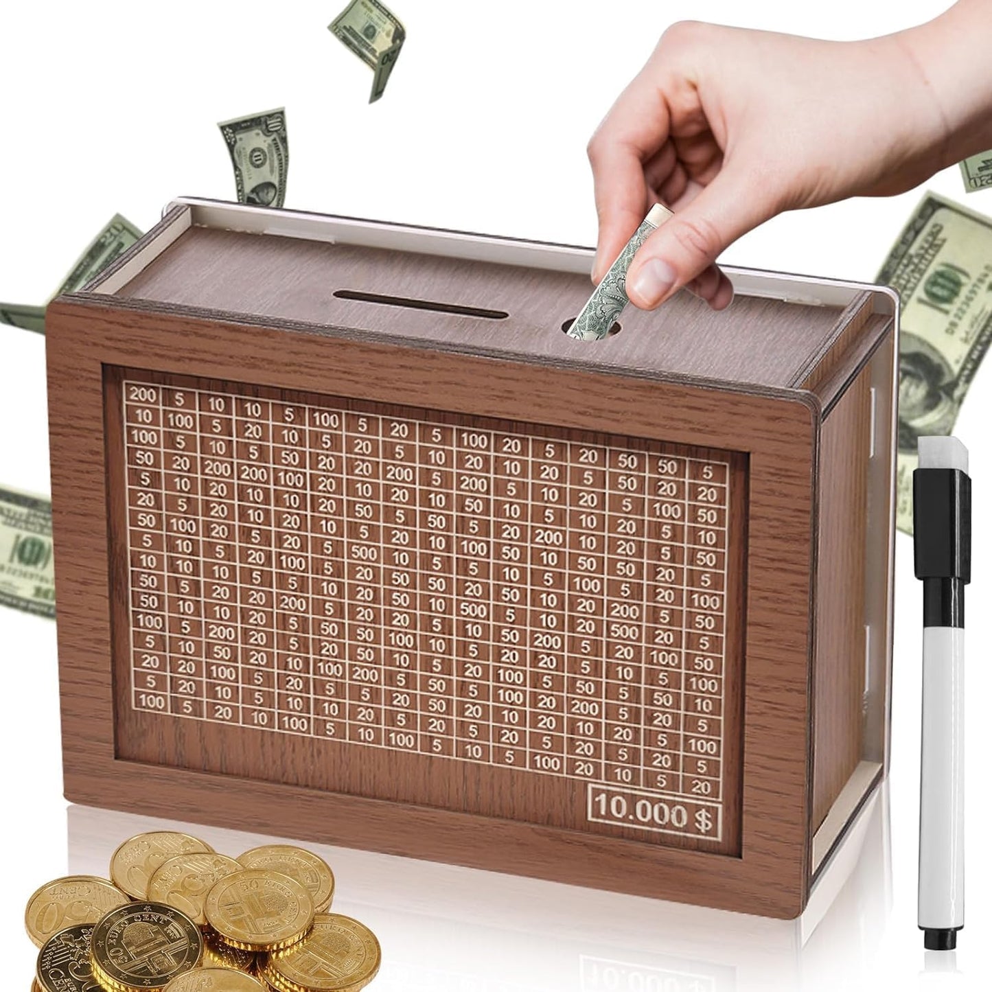 Alcancía de Madera SavingsChallenge™  con Objetivo de Ahorro Interactivo