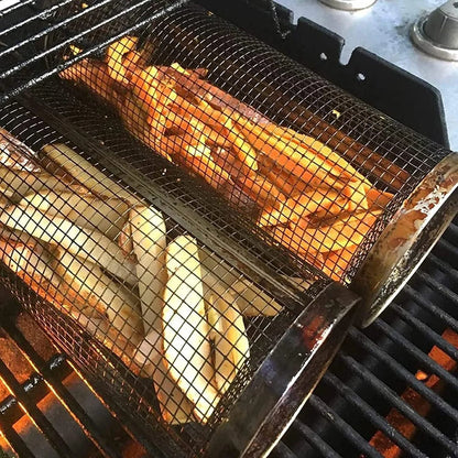 Cilindro de Acero Inoxidable para Parrilla - Ideal para preparar Vegetales y Papas Fritas