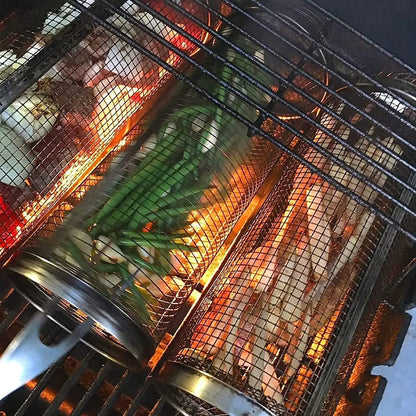 Cilindro de Acero Inoxidable para Parrilla - Ideal para preparar Vegetales y Papas Fritas