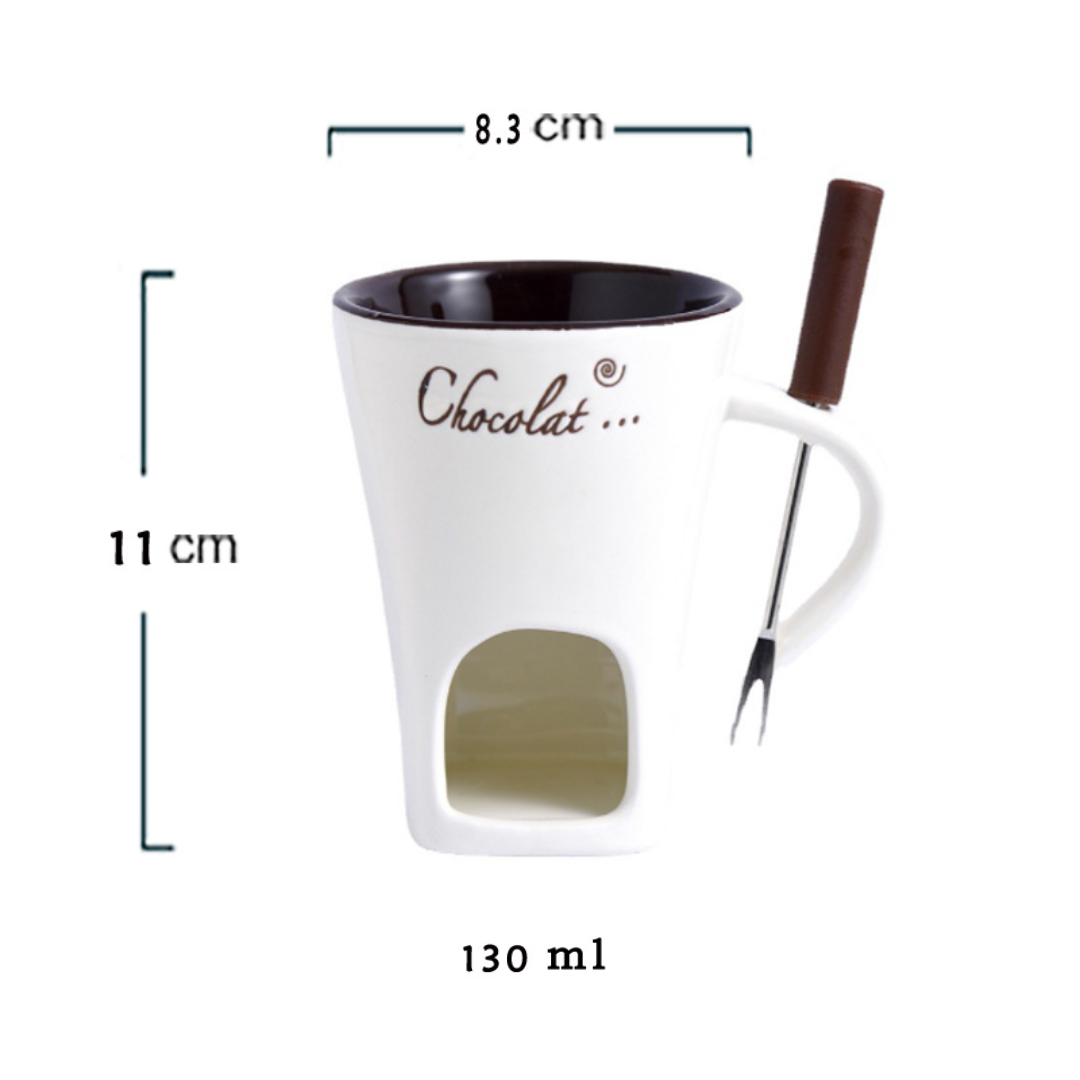 FondueMug™ - Taza de Cerámica para Fondue de Chocolate incluye Velas