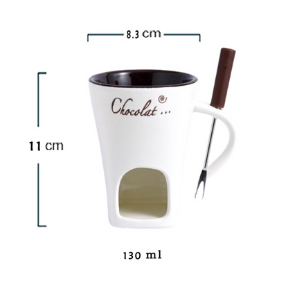 FondueMug™ - Taza de Cerámica para Fondue de Chocolate incluye Velas